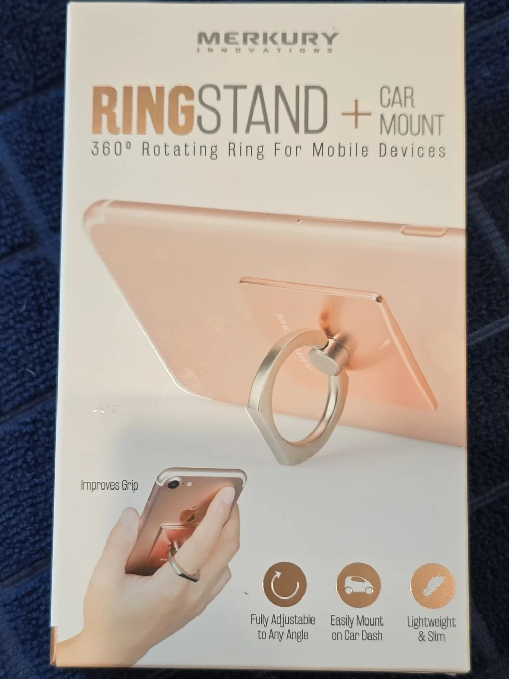 MERKURY Innovations Ring Stand Car Mount, Dual Wall Charger And Battery Charger